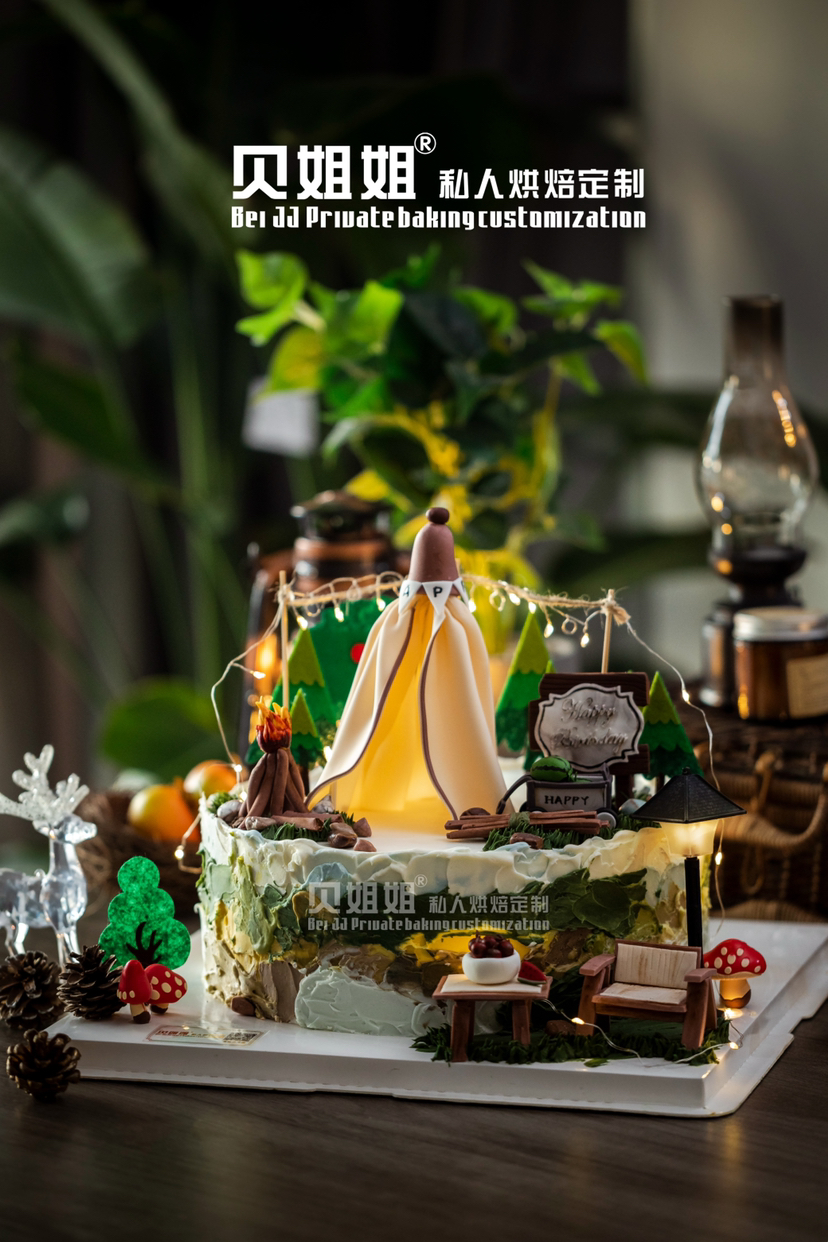 露营蛋糕（翻糖制作装饰多，提前订）