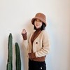 法式山羊绒慵懒风 V领单排扣胸前立体手钩卡通图案撞色毛针织衫秋 商品缩略图5