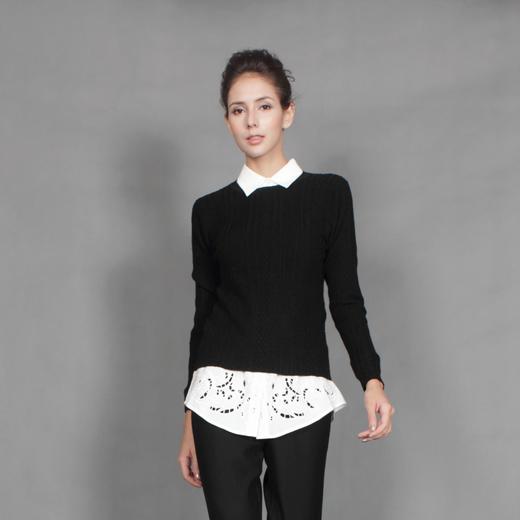 【伯妮斯茵】百搭简约毛衣中领羊毛针织衫黑色显瘦-163E151-《乌尔王军旗》-《两河文明》 商品图0