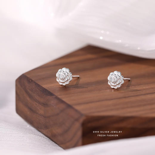 【妍舒】S999银足银玫瑰花花朵耳饰【YXS-E2886】 商品图2
