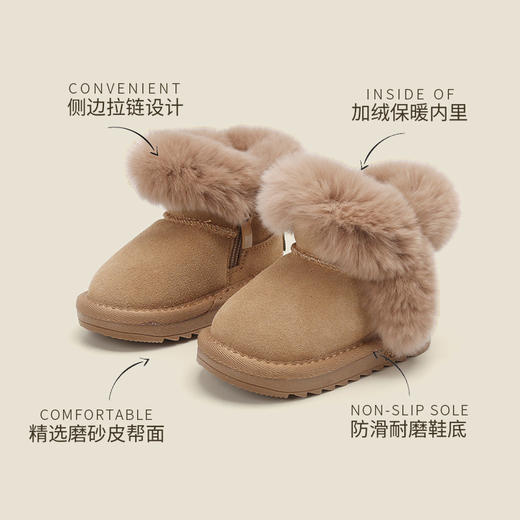 麦布熊女宝宝加绒毛毛鞋子婴儿学步鞋冬季棉鞋女童厚款雪地靴韩版 商品图2