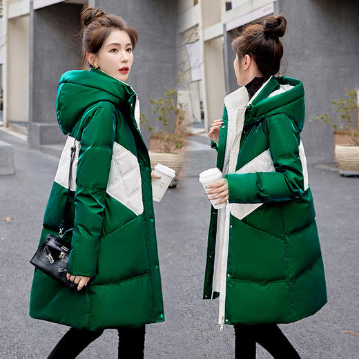 亮面免洗羽绒服，新款冬中长款时尚洋气90白鸭绒HR-AQHUI266-1 商品图0