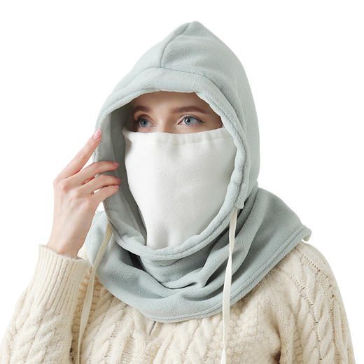 「六色可选！双层摇粒绒款」2022新款冬季骑行防风帽防风面罩 帽子围脖一体户外运动护脖帽子配饰 商品图4