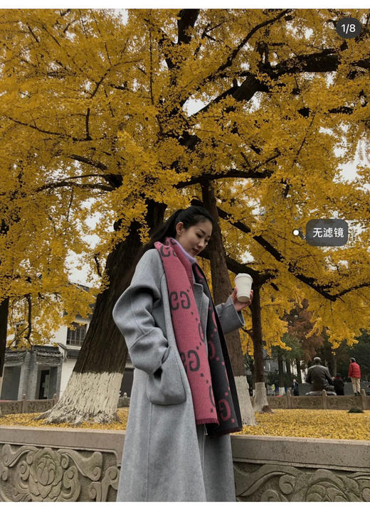 Gucci新款灰粉色围巾 商品图4