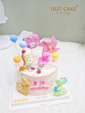 1027CAKE |  恐龙乐园  恐龙主题蛋糕 粉色系