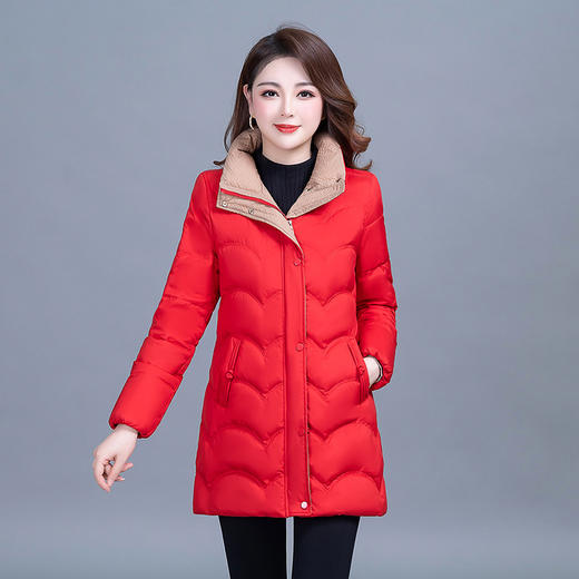 QYM 43D35-L波浪纹修身时尚保暖羽绒服翻领休闲鸭绒外套 商品图0