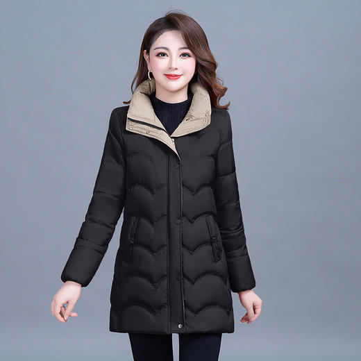 QYM 43D35-L波浪纹修身时尚保暖羽绒服翻领休闲鸭绒外套 商品图1