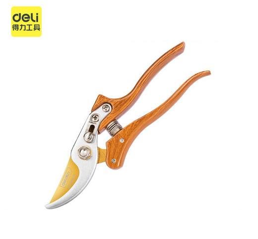 得力DL580235专业果农修枝剪木纹金属手柄8"SK5镀钛刀头(红) 商品图0