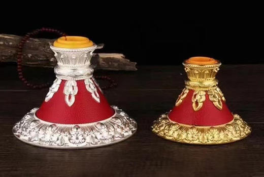 手摇转经轮底座亚青红皮合金莲花底座佛教用品密宗手摇转经筒底座大小号 商品图5