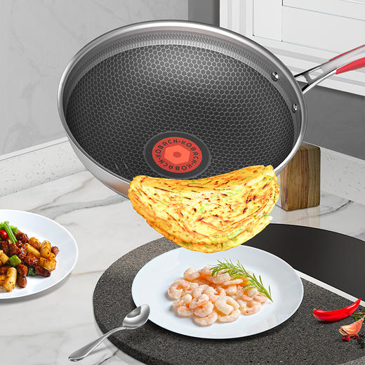 康巴赫红点感温轻厨抗菌双面蜂窝炒锅32cm 商品图3