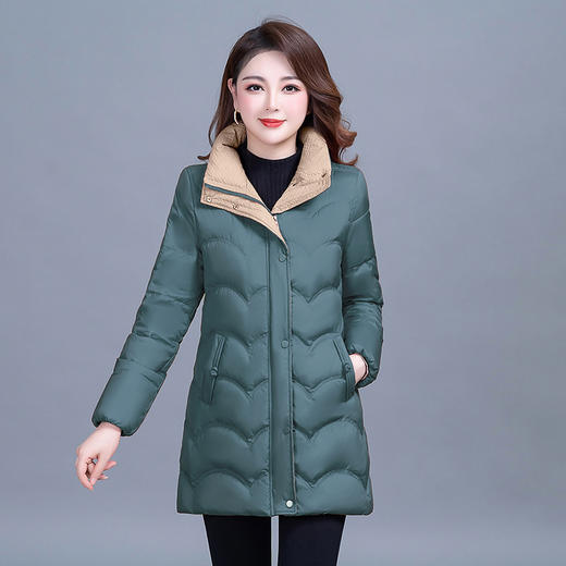 QYM 43D35-L波浪纹修身时尚保暖羽绒服翻领休闲鸭绒外套 商品图2