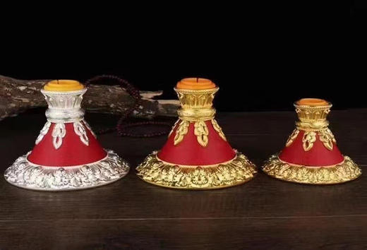 手摇转经轮底座亚青红皮合金莲花底座佛教用品密宗手摇转经筒底座大小号 商品图3