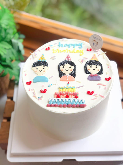 手绘男孩女孩奶油蛋糕 下单前请仔细阅读商品详情 商品图0