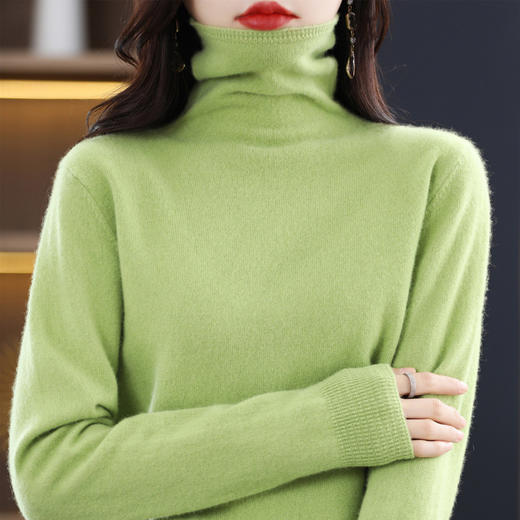 QHJY-JYYM22513一线成衣羊毛毛衣堆堆领打底衫马蹄螺纹长袖套头自由领女式羊毛衫 商品图5