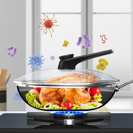 康巴赫红点感温轻厨抗菌双面蜂窝炒锅32cm 商品图2