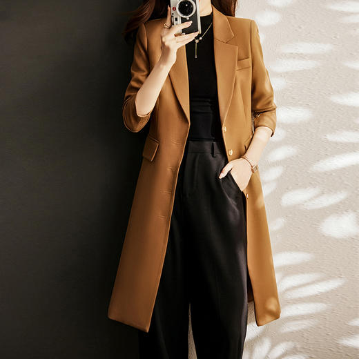 XZ-g721 韩版长款风衣外套2022年秋季新款气质女神范休闲百搭通勤大衣 商品图5