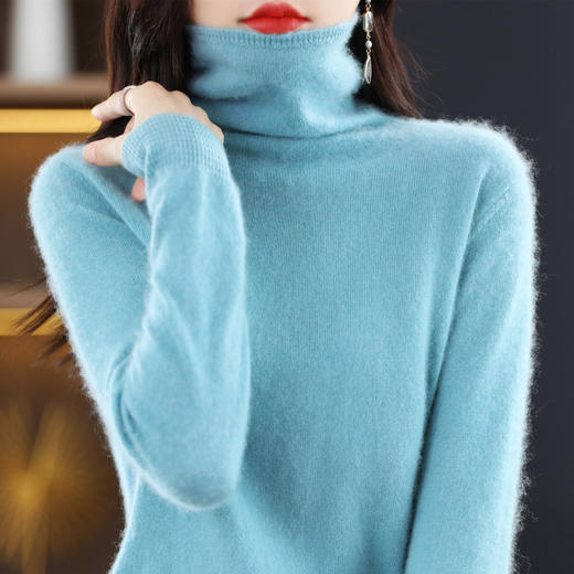 QHJY-JYYM22513一线成衣羊毛毛衣堆堆领打底衫马蹄螺纹长袖套头自由领女式羊毛衫 商品图1