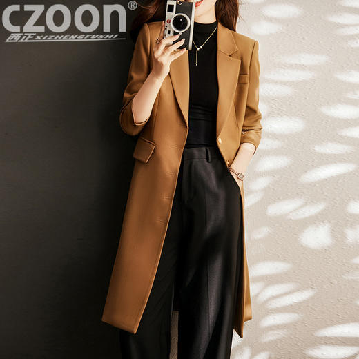 XZ-g721 韩版长款风衣外套2022年秋季新款气质女神范休闲百搭通勤大衣 商品图0