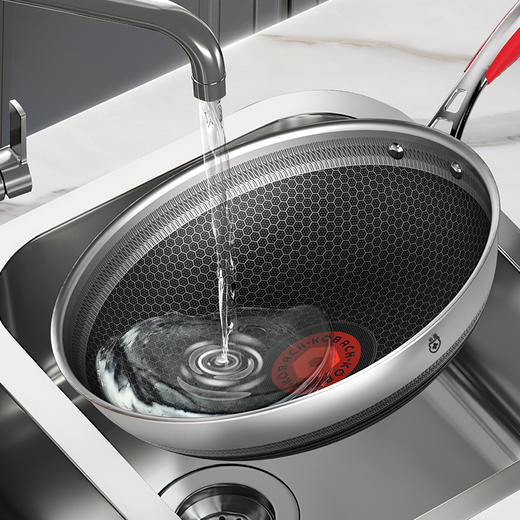 康巴赫红点感温轻厨抗菌双面蜂窝炒锅32cm 商品图9