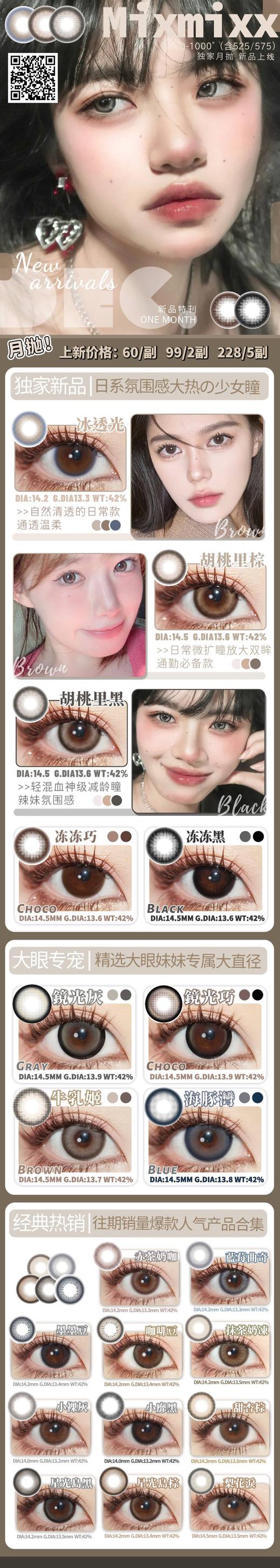 【Mixmixx】月抛·套餐活动丨99/2副 228/5副 不送伴侣盒！需自行加购（月抛/一副包含2片） 商品图1