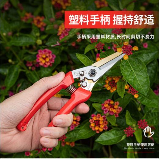 得力DL580122花枝剪8"65Mn镀钛刀头(红) 商品图1