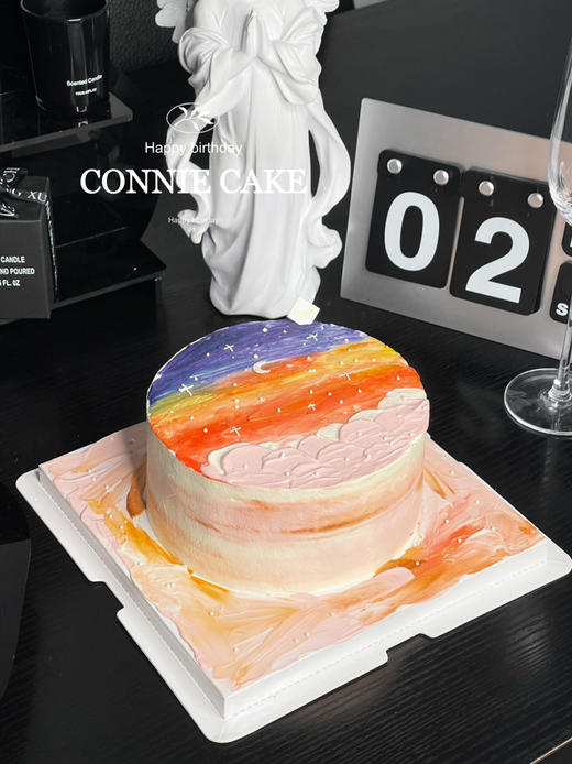 【1268】手绘朝霞日落油画蛋糕 商品图3