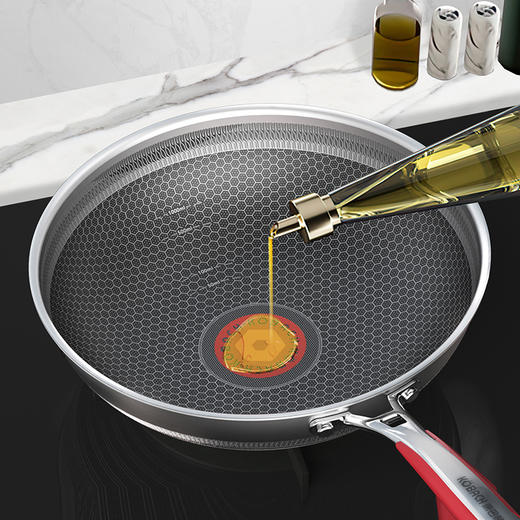 康巴赫红点感温轻厨抗菌双面蜂窝炒锅32cm 商品图5