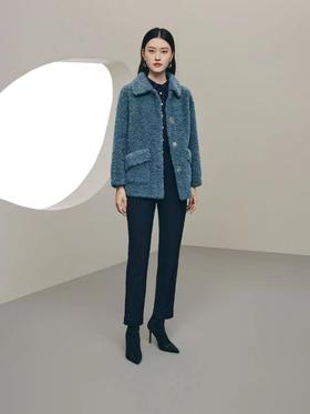 3F玖姿颗粒羊剪毛大衣