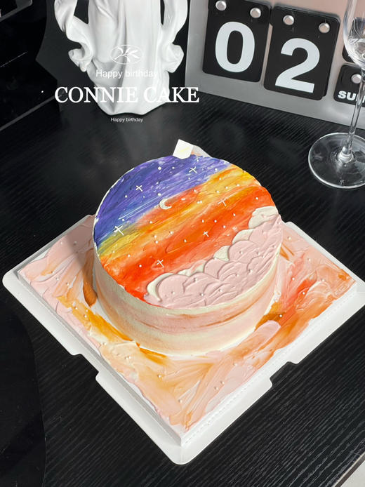 【1268】手绘朝霞日落油画蛋糕 商品图4