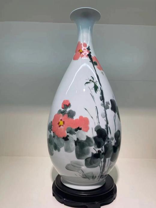 高温釉下彩芙蓉花开玉壶春 商品图0