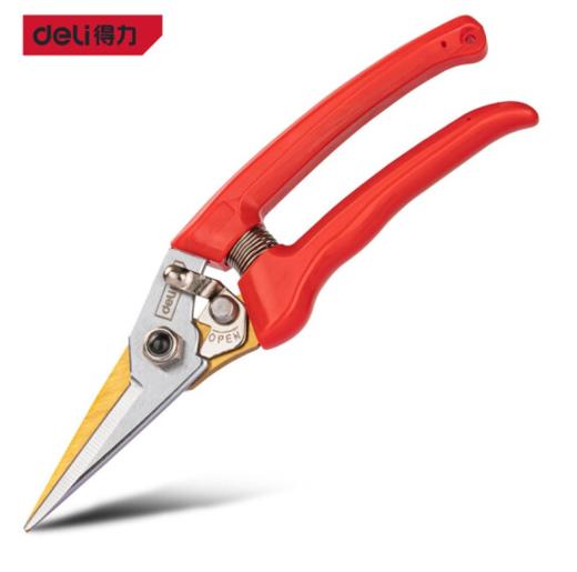 得力DL580122花枝剪8"65Mn镀钛刀头(红) 商品图0
