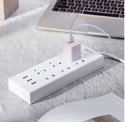 得力T18283延长线插座3+3组合孔+3USB-2m 商品图2