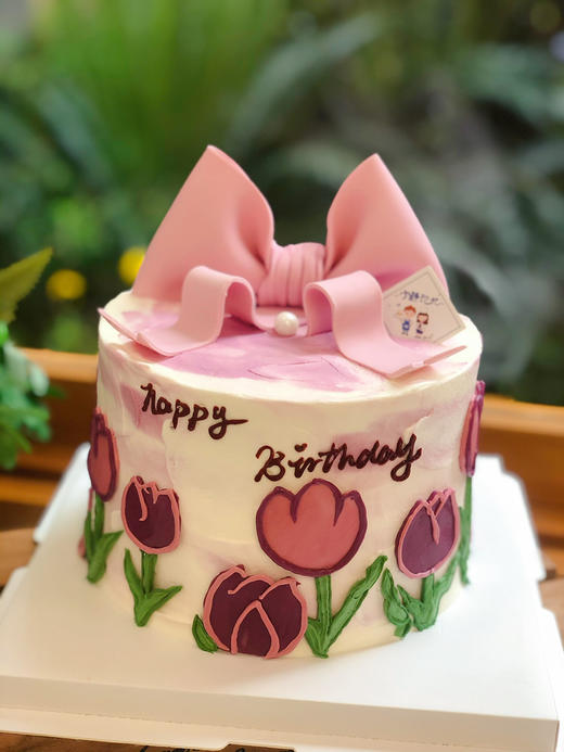 翻糖蝴蝶结奶油蛋糕 下单前请仔细阅读商品详情 商品图0