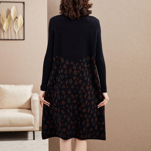 QY YGX5932针织毛衣裙复古连衣裙中长款收腰气质淑女 商品图2