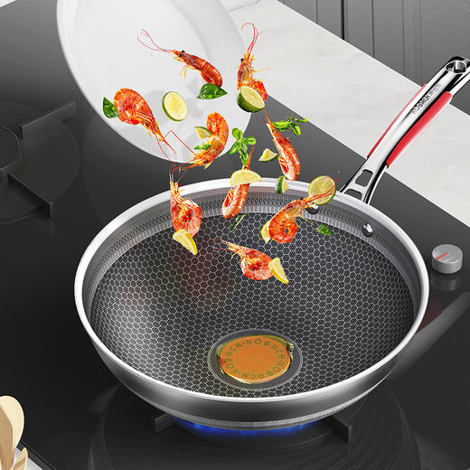 康巴赫红点感温轻厨抗菌双面蜂窝炒锅32cm 商品图1