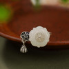 S925纯银景泰蓝和田白玉梅花莲蓬复古开口戒指CW 商品缩略图1