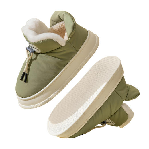 【厚底厚绒棉鞋】家用羽绒布冬日下雪男女款棉拖鞋 防水居家棉鞋外穿包跟鞋踩屎感 商品图4