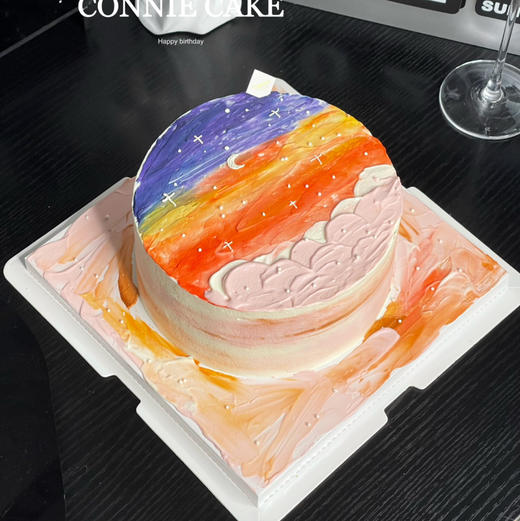 【1268】手绘朝霞日落油画蛋糕 商品图0