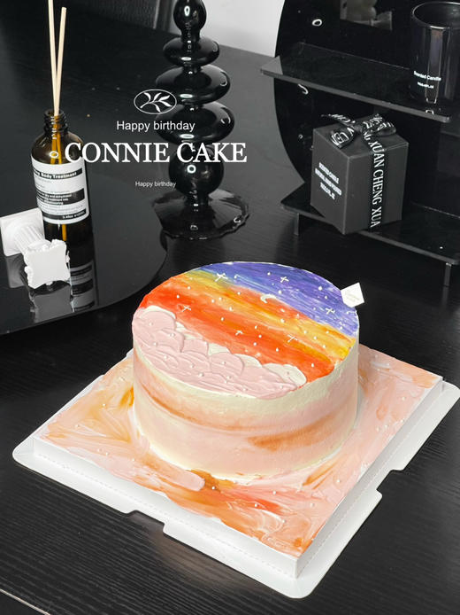 【1268】手绘朝霞日落油画蛋糕 商品图1