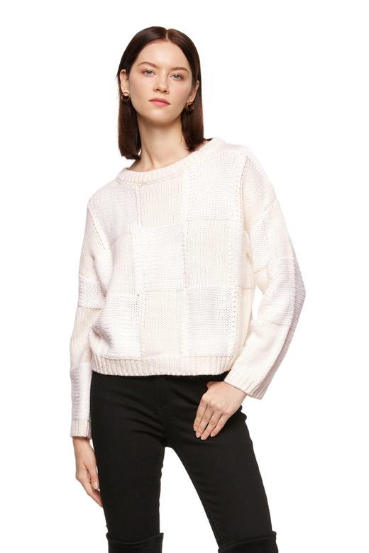 NECESSARY OBJECTS 拼色格纹百搭毛衣 8103 商品图0