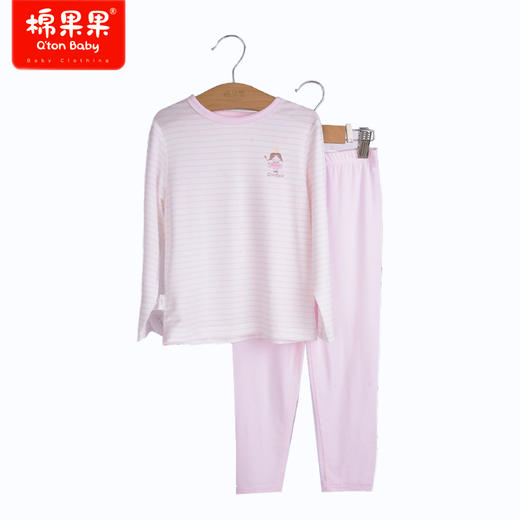 棉果果商场同款春季新品条纹兰精莫代尔套头套装140-160尺码女童内衣家居服睡衣套装2件套M121302423183 商品图0