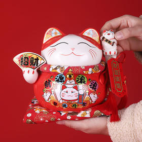 【八方来财❗️招财猫礼盒套装】财源广进，年年有余❗️中国“瓷都”德化匠心出品7寸陶瓷招财猫存钱罐，创意设计蛇年新春吉祥桌面摆件，春节伴手礼新年礼盒年货礼盒