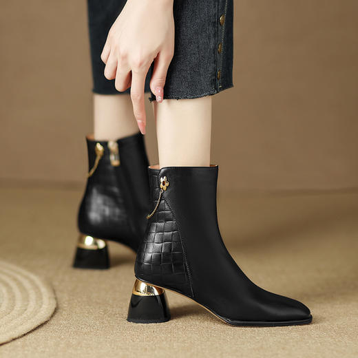 【预售5天】秋冬新款，欧美百搭出行粗跟短靴LD-6147 商品图9