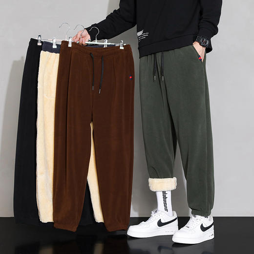 【GZ】无忧购冬季厚实奥粒绒复合羊羔绒内里保暖加绒百搭束脚男裤1611JR（截单后5-7天发货) 商品图1