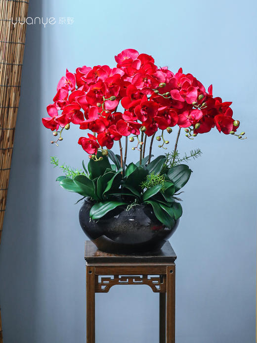 蝴蝶兰仿真花大型高档兰花手感保湿假花盆景客厅大堂酒店装饰摆件 商品图4