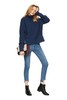AVA 深蓝色侧开衩高领毛衣 7829 商品缩略图1