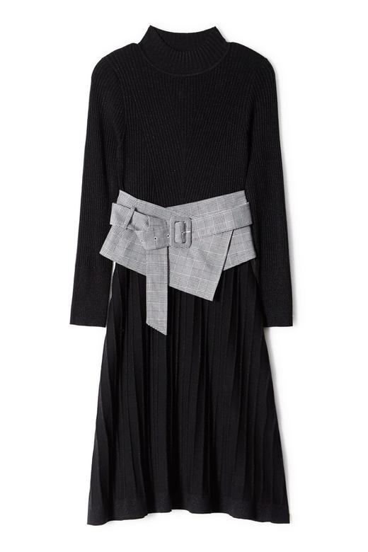 ZVY 千鸟格腰封针织连衣裙 8310 商品图4