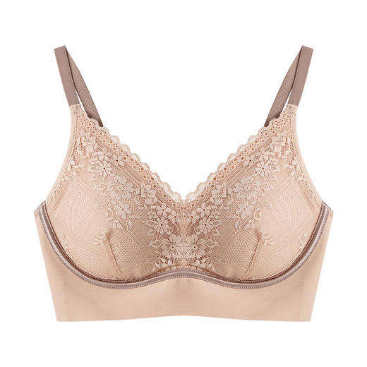 【2件更优惠！】丁氧芭2022新品无痕贴合法式内衣轻奢蕾丝养护文胸无钢圈固定杯聚拢款 商品图5