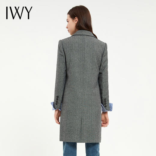 IWY/灰色秋冬加厚羊毛西装外套女时尚高端保暖毛呢大衣职业正装C12406 商品图4