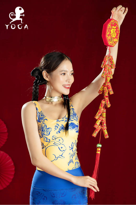 清仓款不退不换【现货秒发】壁虎瑜伽【钱兔无量-上衣】印花U型聚拢背心 （一体式胸垫） 商品图2